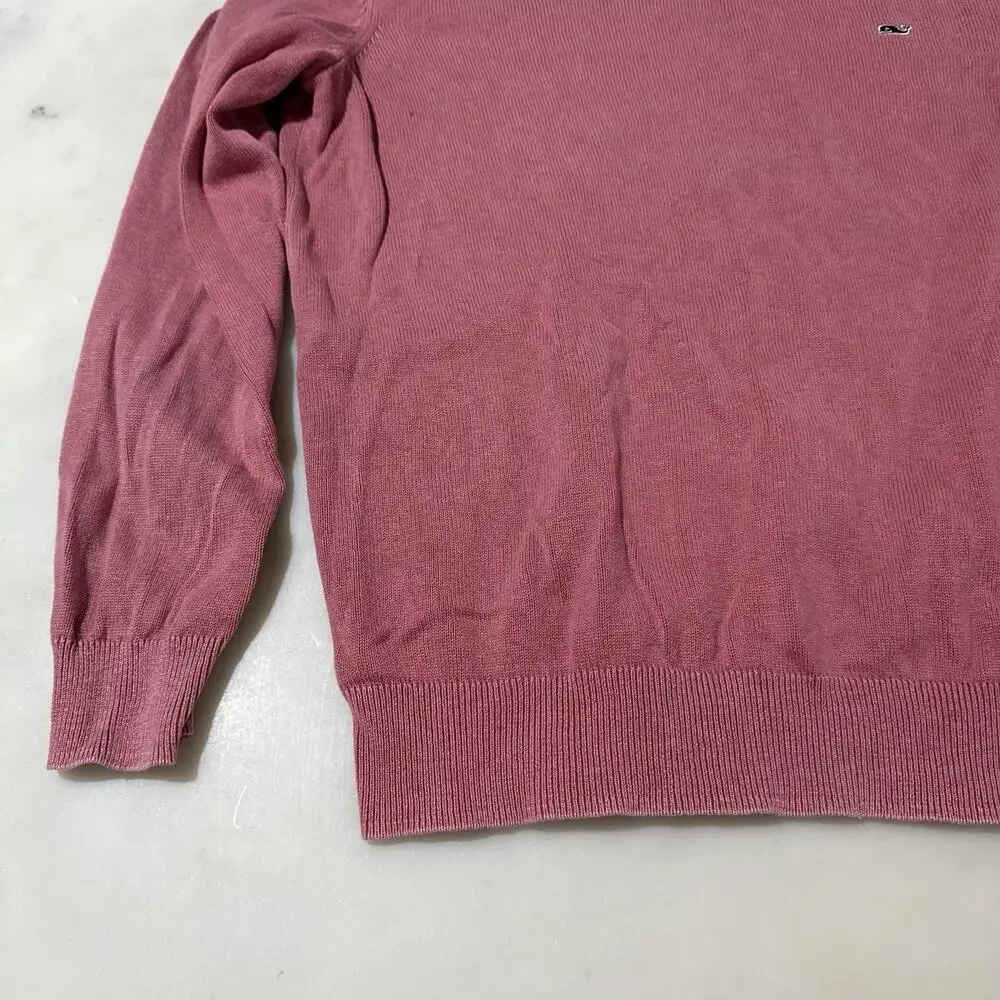 Vineyard Vines Shep & Ian Men L Cashmere Blend Coral Pink Sweater Coastal Casual